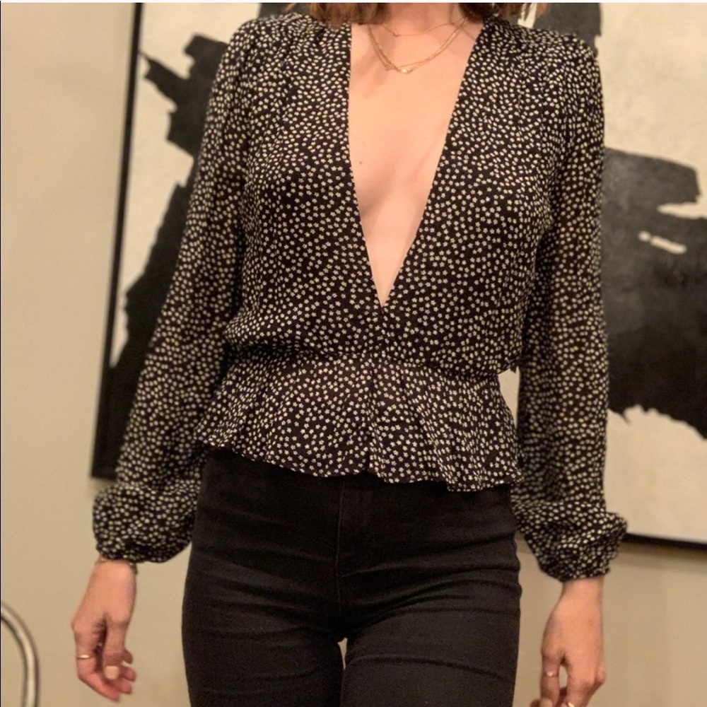 Reformation plunging peplum top